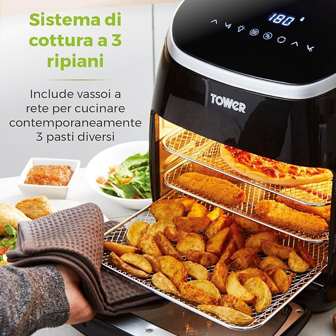 Tower T17038 Forno ad Aria/Friggitrice ad Aria Digitale Xpress 5-in-1,  (usato)pari al nuovo