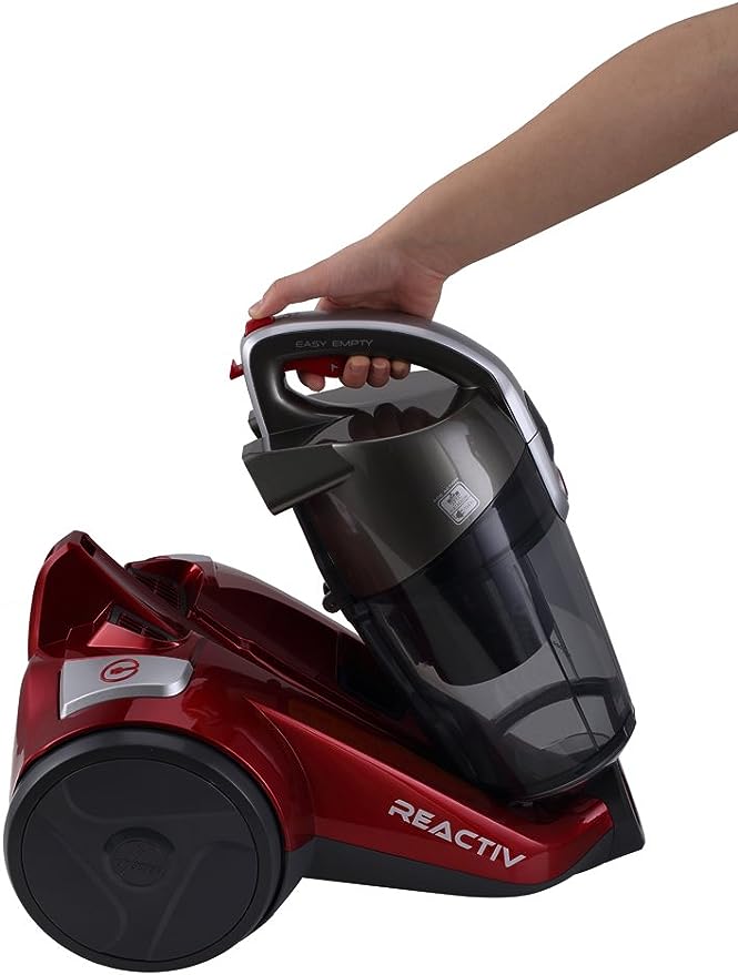 Hoover REACTIV RC81_RC25011 Aspirapolvere a Traino Senza Sacco, 800W, 2 Litri, 75 dBA, Ciclonico, Filtro Epa, Spazzola Parquet, Mini Turbo Spazzola, Rosso USATO/pari al nuovo